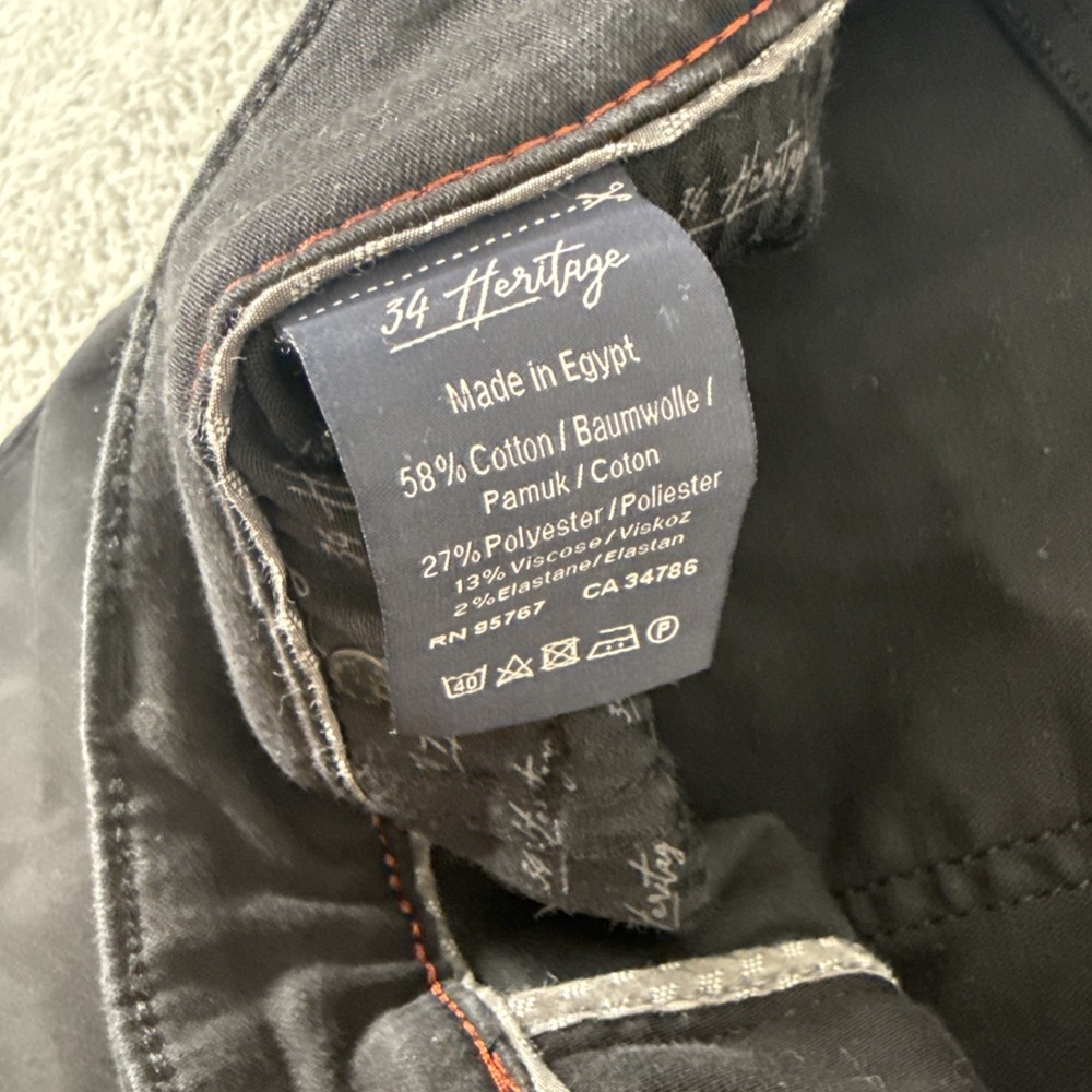 34 Heritage Charisma Pants Mens 36x30 Black Chino Classic Stretch Comfort Pocket - Picture 4 of 10